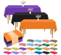 PLULON 15Pcs Tablecloth Plastic Black Orange Purple Table Cover 54 x 108 Inch Rectangle Thanksgiving Table Cloth for Thanksgiving Birthday Halloween Party Home Kitchen Dining Table Decorations