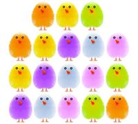 PLULON 18 Pcs Mini Chicks Easter Chickens Colorful Easter Chicks Fluffy Baby Chick Easter Egg Bonnet Decorations for Egg Hunt Party Favor Supplies
