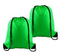 PLULON 2 Pcs Green Drawstring Bags, Modern Unisex Gym Backpacks, 34cm x 40cm (13.4" x 15.7"), Solid Color, 7L Capacity, Multi-Sport, Middle School