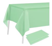 PLULON 2 Pcs Sage Green Tablecloths Plastic Disposable Table Cover for Rectangle Tables 54 x 108 Inch Waterproof Tablecloth for Birthday Baby Shower Wedding Fiesta Party Home Kitchen Dining Decor