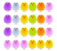 PLULON 24 Pcs Mini Chicks Easter Chickens Colorful Easter Chicks Fluffy Baby Chick Easter Chenille Chicks Easter Egg Bonnet Decorations for Easter Egg Hunt Party Favor Supplies