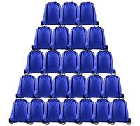PLULON 25 Pcs Blue Drawstring Backpack Bags Bulk String Backpack Cinch Sack Pull Sport Gym Backpack Bags for Yoga Traveling Outdoor Sports