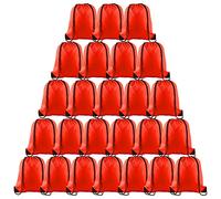 PLULON 25 Pcs Red Drawstring Backpack Bags Bulk String Backpack Cinch Sack Pull Sport Gym Backpack Bags for Yoga Traveling Outdoor Sports