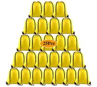 PLULON 25 Pcs Yellow Drawstring Backpack Bags Bulk String Backpack Cinch Sack Pull Sport Gym Backpack Bags for Yoga Traveling Outdoor Sports