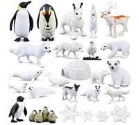 PLULON 25Pcs Winter Animals Figures Toys Ocean Sea Animals Figurines Christmas Miniature Figurine Toys for Kids Birthday Cake Topper Decorations Christmas Home Ornaments