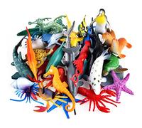 PLULON 32Pcs Sea Animal Figures Toys, Sea Creatures Animal Toys Kids' Play Figures Plastic Animals Cake Toppers for Kids Party Favor Supplies, Birthday Gifts