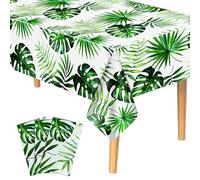 PLULON 3Pack Hawaiian Luau Tablecloths Palm Leaves Plastic Table Cover for Summer Pool Beach Tropical Kids Birthday Party Supplies Wedding Picnic Home Dining Table Decorations