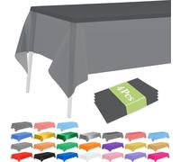PLULON 4 Pcs Gray Tablecloths Plastic Disposable Table Cover for Rectangle Tables 54 x 108 Inch Waterproof Tablecloth for Birthday Baby Shower Wedding Fiesta Party Home Kitchen Dining Decor