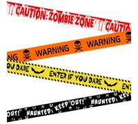 PLULON 4 Pcs Halloween Fright Tape 121FT Halloween Caution Tape Decoration, Warning, Haunted Keep Out, Zombie Zone, Enter If You Dare Creepy Scary Tape for Zombie Party Haunted Houses Halloween Party