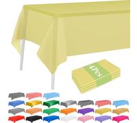 PLULON 4 Pcs Yellow Tablecloths Plastic Disposable Table Cover for Rectangle Tables 54 x 108 Inch Waterproof Tablecloth for Birthday Baby Shower Wedding Fiesta Party Home Kitchen Dining Decor