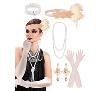 PLULON 6 Pcs 1920s Flapper Great Gatsby Accessories for Women 1920S Women Flapper Accessory Fashion Roaring 20s Costume