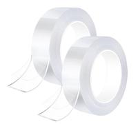 PLULON 6M/ 19.7FT Double Sided Tape Heavy Duty, 2 Rolls Transparent Strong Double Sided Sticky Tape, Removable Reusable Sticky Carpet Tape for Walls Photos Party (6m x 20mm x 1mm)