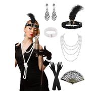 PLULON 7 Pcs 1920s Accessories for Women, Great Gatsby Flapper Dress Accessories Fashion Roaring 20s Costume for Women