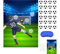 PLULON Soccer Party Games for Kids Pin The Soccer on the Goal Birthday Party Games Football Poster with Soccer Ball Stickers for Soccer Birthday Party Supplies Classroom Family Activities