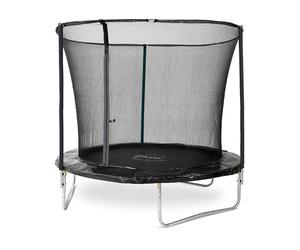 Plum 8ft Kids Fun Garden Trampoline with safety net enclosure inside the springs for better protection for children springsafe technology for outdoor family fun (8ft Black Foam)