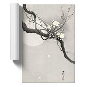Plum Blossom and Full Moon by Ohara Koson Design | Unframed Wall Art Print | Ready to Frame Poster | Modern Home Decor Picture | Artwork for Living Room, Bedroom or Office | A4 (21x29.7 cm)