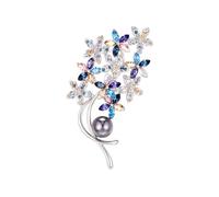 Plum Blossom Brooch for Women CrystalPlant Flower Brooch Pin Dress Jewelry Accessories for Women Girl Gift (Blue OneSize)