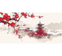 Plum Blossom Diamond Art Kits Adults, Scenery Diamond Painting Autumn Decorations for Kids, Large Diamond Art Square Drill Kit, Adult Crafts for Halloween Decorations, Fall Decor Gifts 90x180cm g-595