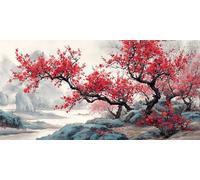 Plum Blossom Diamond Art Kits Adults, Tree Diamond Painting Autumn Decorations for Kids, Large Diamond Art Square Drill Kit, Adult Crafts for Halloween Decorations, Fall Decor Gifts 50x100cm g-596