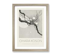 Plum Blossom & Full Moon By Ohara Koson Exhibition Museum Asian Japanese Framed Wall Art Print, Ready to Hang Picture for Living Room Bedroom Home Office Décor, Oak A2 (64 x 46 cm)