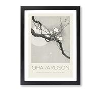 Plum Blossom & Full Moon By Ohara Koson Exhibition Museum Asian Japanese Framed Wall Art Print, Ready to Hang Picture for Living Room Bedroom Home Office Décor, Black A3 (34 x 46 cm)