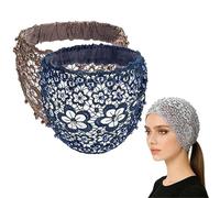 Plum-Blossom Hollow Beaded Wide Headband - Boho-Chic Crystal & Pearl Embellished Wide Headbands, Floral Beaded Design, Elegant Hair Accessory for Daily Wear and Special Occasions (Brown+Blue)