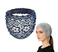 Plum-Blossom Hollow Beaded Wide Headband - Boho-Chic Crystal & Pearl Embellished Wide Headbands, Floral Beaded Design, Elegant Hair Accessory for Daily Wear and Special Occasions (Blue)