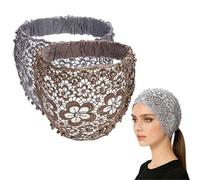 Plum-Blossom Hollow Beaded Wide Headband - Boho-Chic Crystal & Pearl Embellished Wide Headbands, Floral Beaded Design, Elegant Hair Accessory for Daily Wear and Special Occasions (Brown+Gray)