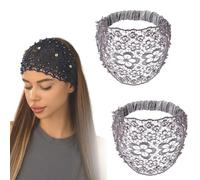 Plum Blossom Hollow Beaded Wide Headband, Boho-Chic Crystal Pearl Embellished Wide Headbands, For Vacations & Daily Wear (Gray,one size)