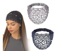 Plum Blossom Hollow Beaded Wide Headband, Boho-Chic Crystal Pearl Embellished Wide Headbands, For Vacations & Daily Wear (E,one size)