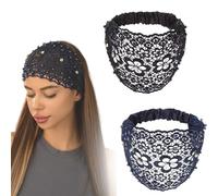 Plum Blossom Hollow Beaded Wide Headband, Boho-Chic Crystal Pearl Embellished Wide Headbands, For Vacations & Daily Wear (B,one size)