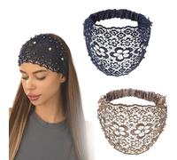 Plum Blossom Hollow Beaded Wide Headband, Boho-Chic Crystal Pearl Embellished Wide Headbands, For Vacations & Daily Wear (F,one size)