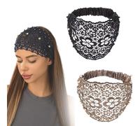 Plum Blossom Hollow Beaded Wide Headband, Boho-Chic Crystal Pearl Embellished Wide Headbands, For Vacations & Daily Wear (C,one size)
