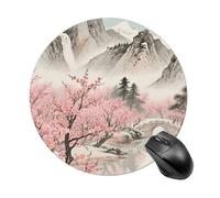 Plum Blossom Landscape Mouse Pad Round Laptop Mouse Mat Cute Computer Mousepad Keyboard Pad Non-Slip Desk Pads for Gaming Office Work Home