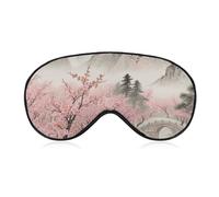 Plum Blossom Landscape Sleep Mask with Adjustable Strap, Breathable Sleep Masks for Women Men, Soft Eye Mask for Side Sleepers, Travel, Office Nap, Airplane & Blocking Light