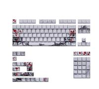 Plum Blossom OEM Keycap 128-key 5Sides Sublimations Thickened Keycap For Mechanical Keyboards Multiple Languages English/Spanish/French/Russian/German/Japanese/Korean