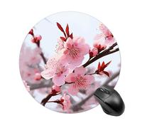 Plum Blossom Round Mouse Pad 7.8 Inch, Portable Gaming Mouse Mat with Non-Slip Rubber Base & Smooth Surface, Waterproof Mousepad for PC, Laptop, Computer, Office, Home