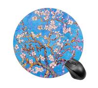 Plum Blossom Round Mouse Pad 7.8 Inch, Portable Gaming Mouse Mat with Non-Slip Rubber Base & Smooth Surface, Waterproof Mousepad for PC, Laptop, Computer, Office, Home