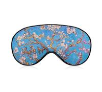 Plum Blossom Sleep Mask for Women Men, Soft Eye Mask with Adjustable Strap for Sleeping, Light Blocking Travel Blindfold for Nap Comfortable Eye Cover for Home Office