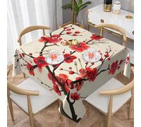 Plum Blossom Square Tablecloth 145x145 cm Cherry Blossom Table Clothes Indoor Outdoor Washable Table Covers for Kitchen Wedding Restaurant Buffet Party Decor