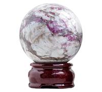 Plum Blossom Tourmaline Crystal Ball Quartz Stones Feng Shui for Wealth and Protect,Home Office Decoration,4.5~5cm Gemstone Stone