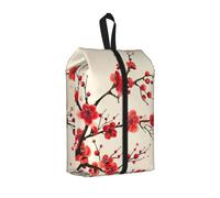 Plum Blossom Travel Shoe Bag Cherry Blossom Water Resistant Shoe Organiser with Zipper Handle, Lightweight Pouch for Suitcase & Gym, Folds Flat for Packing