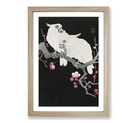 Plum Blossom Tree with Two Cockatoos by Ohara Koson Framed Print | A2 Oak Framed Wall Art | Ready to Hang | Modern Floral Picture | Living Room Bedroom Lounge Office