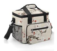 Plum Blossoms Adorned with Red Cooler Bags Insulated Lightweight Lunch Cooler Pack Large Leakproof Camping Ice Chest Collapsible Sided Cooler Bags for Hiking Beach Travel Picnic