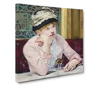 Plum Brandy by Edouard Manet Canvas Print | Gallery Wrapped 30mm Frame Wall Art | 14x14 inches | Ready to Hang | Modern Picture | Living Room Bedroom Lounge Office