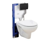 Plum&clay 820mm Mounting Frame & Concealed Cistern For Wall Hung Toilets With Black Flush Plate