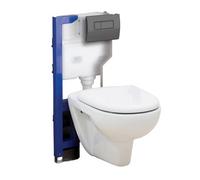 Plum&clay 820mm Mounting Frame & Concealed Cistern For Wall Hung Toilets With Gun Grey Flush Plate