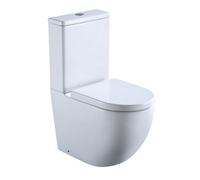 Plum&clay Abel White Rimless Close Coupled Short Projection Closed Back Wc Toilet Pan With Cistern And Soft Close Seat