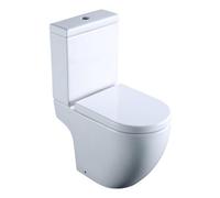 Plum&clay Abel White Rimless Close Coupled Short Projection Wc Toilet Pan With Cistern And Soft Close Seat