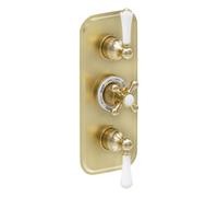 Plum&clay Ashford Gold Traditional Concealed Triple Thermostatic Shower Valve With Diverter & Two Outlets